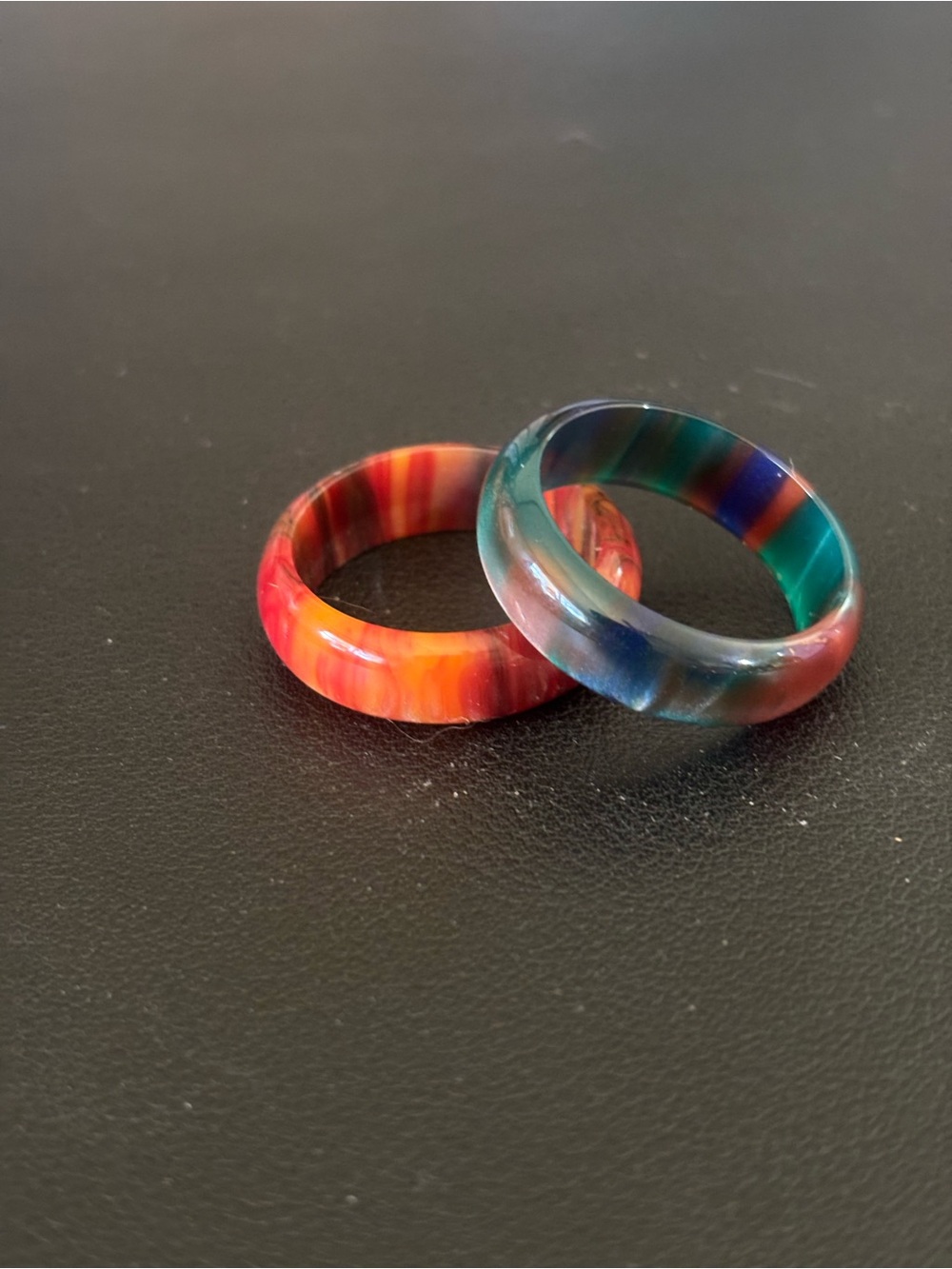Multicolor Resin Band Rings - Set of 2